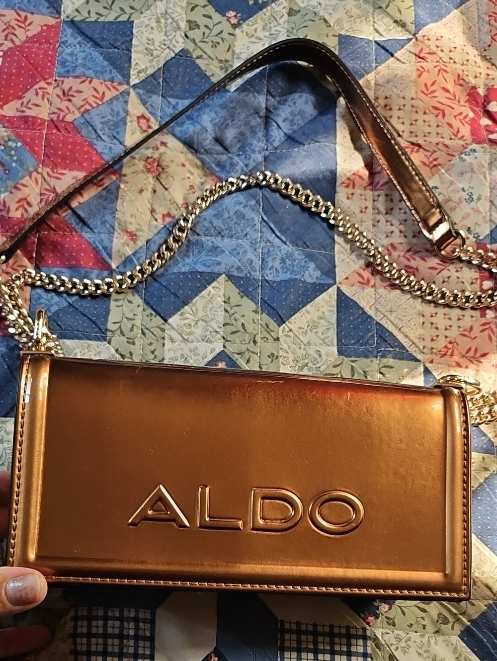 ALDO Metallic Copper Crossbody Bag with Chain Strap